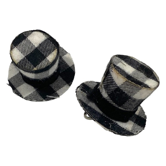 Black White Buffalo Check Santa Clause Snowman Hat Bird Christmas Ornament - Picture 4 of 8